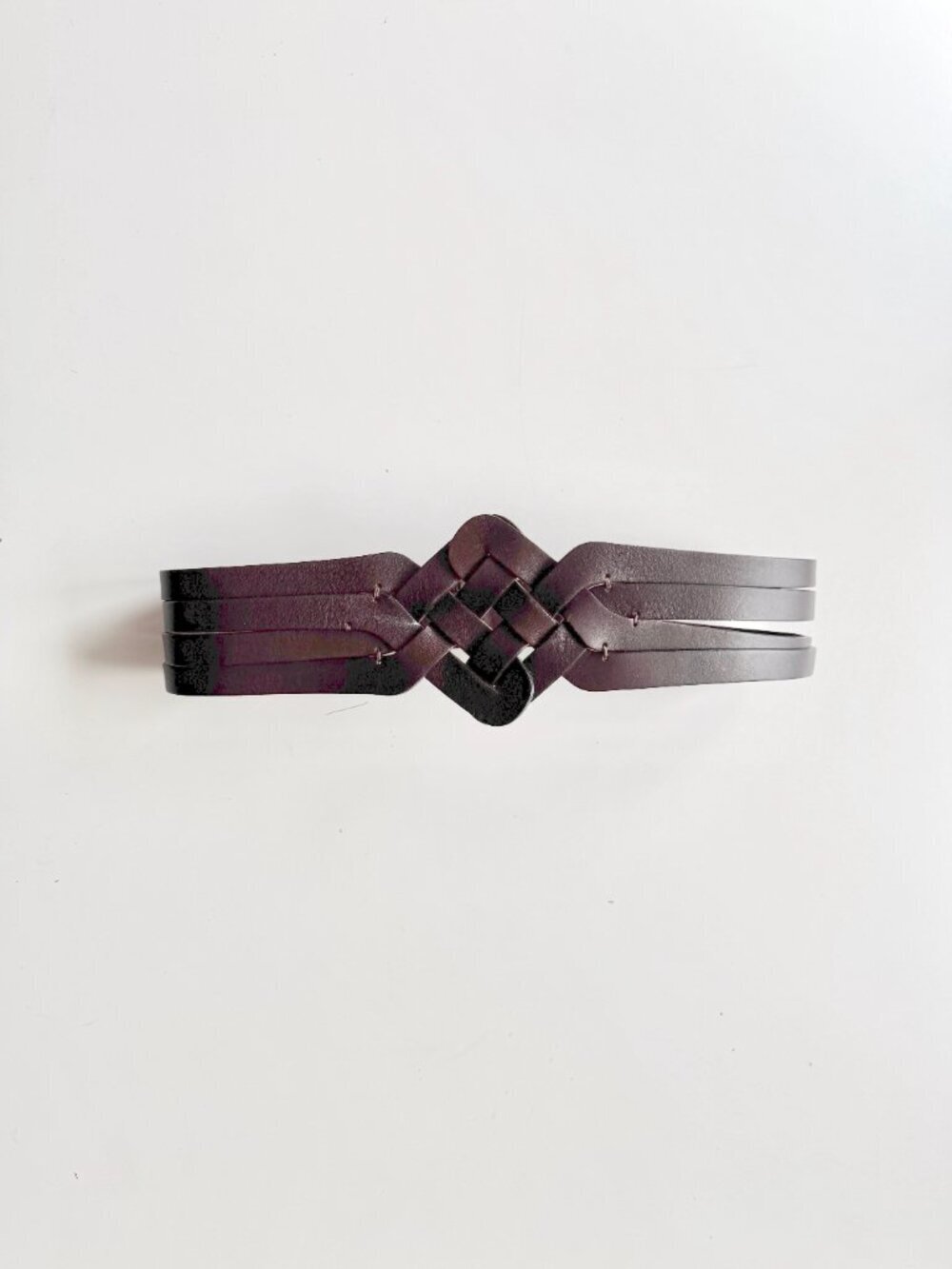 PUNTO FIBBIA Brown Leather Woven Waist Belt, Size S